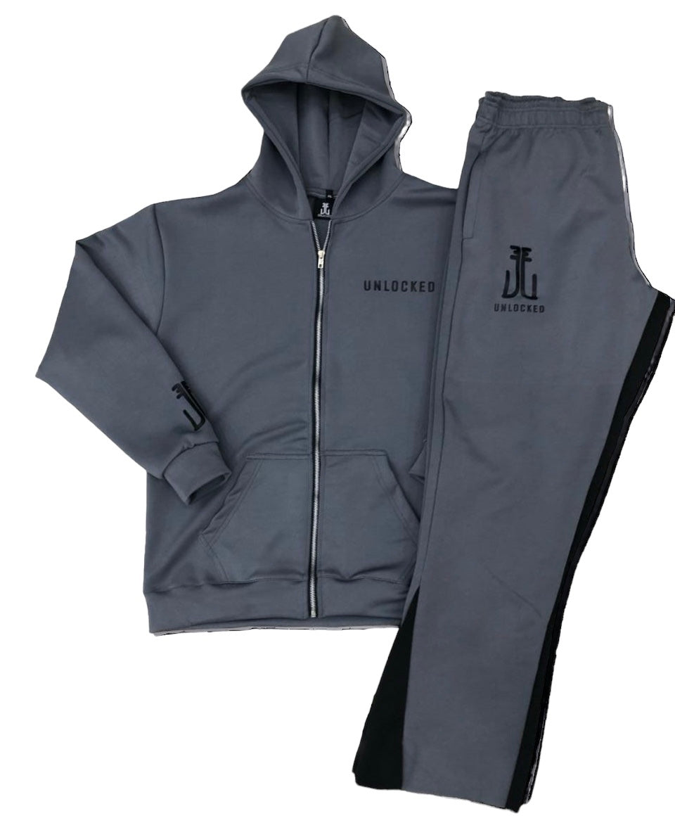 Gray Scuba Dream Duo - Hoodie & Flared Pant